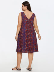 Boho Print O-Ring Detail Strap Sleeveless Mini Dress
