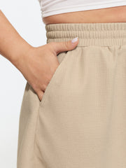 Textured Drawstring Waist Wide-Leg Shorts