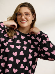 Sweet Hearts Stretchy Waist Knit Loungewear Set