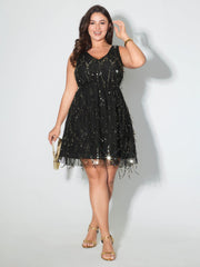 Sequin V-Neck Sleeveless Mini Dress