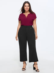 High Waist Pocket Flare Cropped Pants