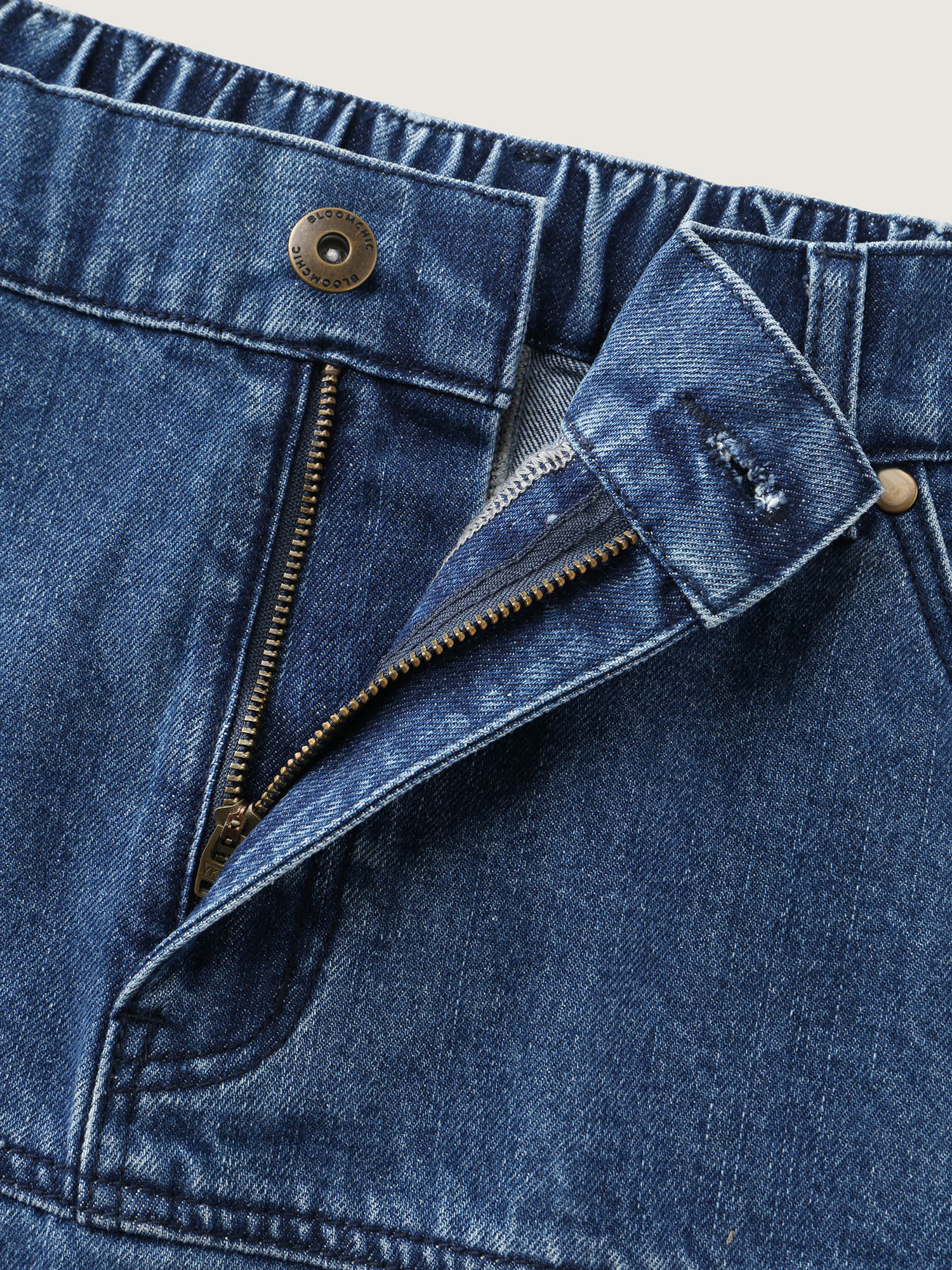 Elastic Back Waistband Maxi Denim Skirt