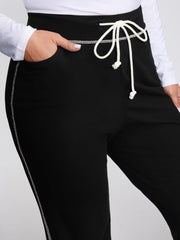 Stretchy Drawstring Waist Flared Pants
