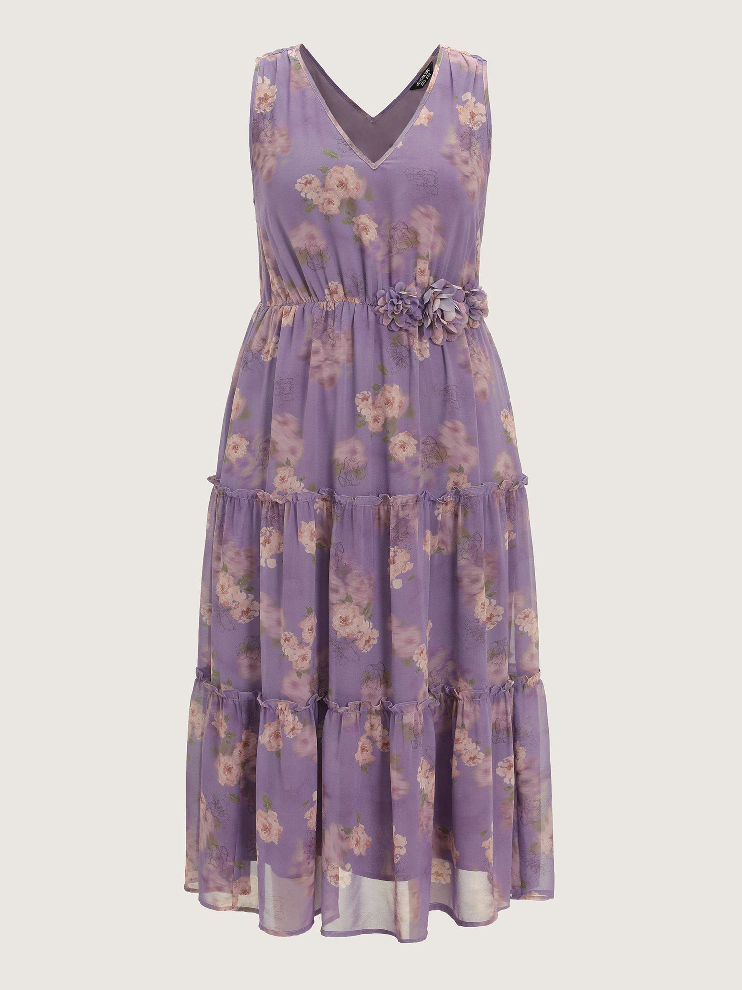 Floral Print Ruffled Edge Tiered Maxi Dress