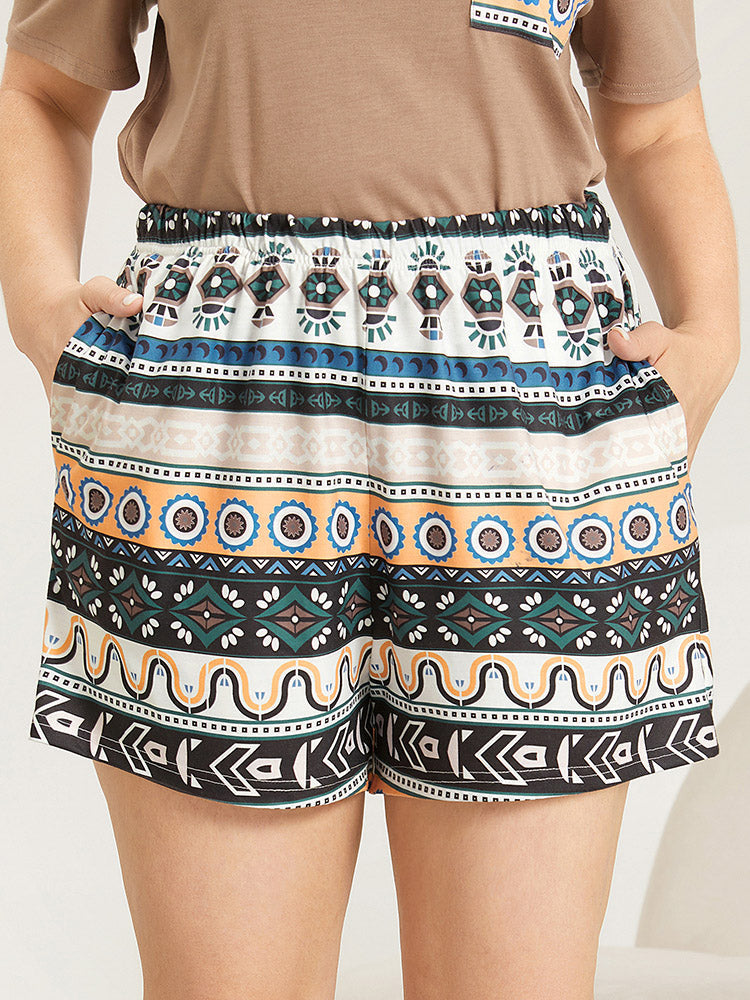 Bandana Print Pocket Elastic Waist Pajama Bottoms