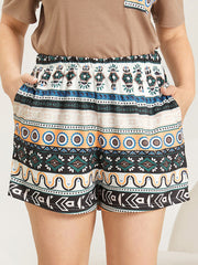 Bandana Print Pocket Elastic Waist Pajama Bottoms