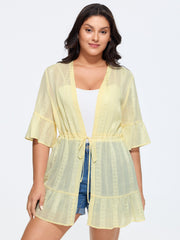 Textured Sheer Front-Tie Kimono