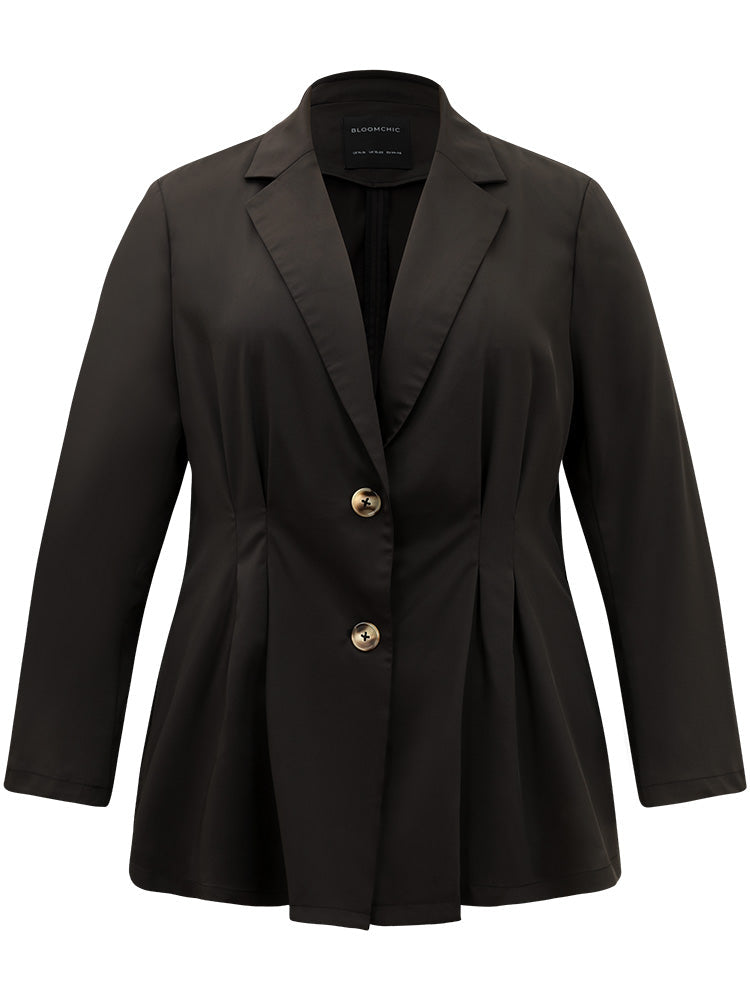 Suit Collar Button Up Plicated Detail Blazer