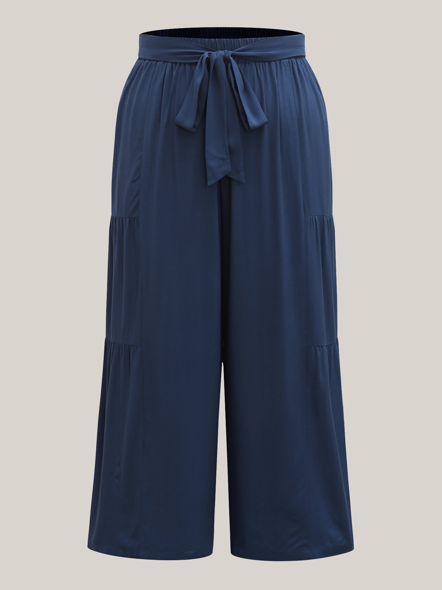 Rayon Belted Solid Wide-Leg Pants