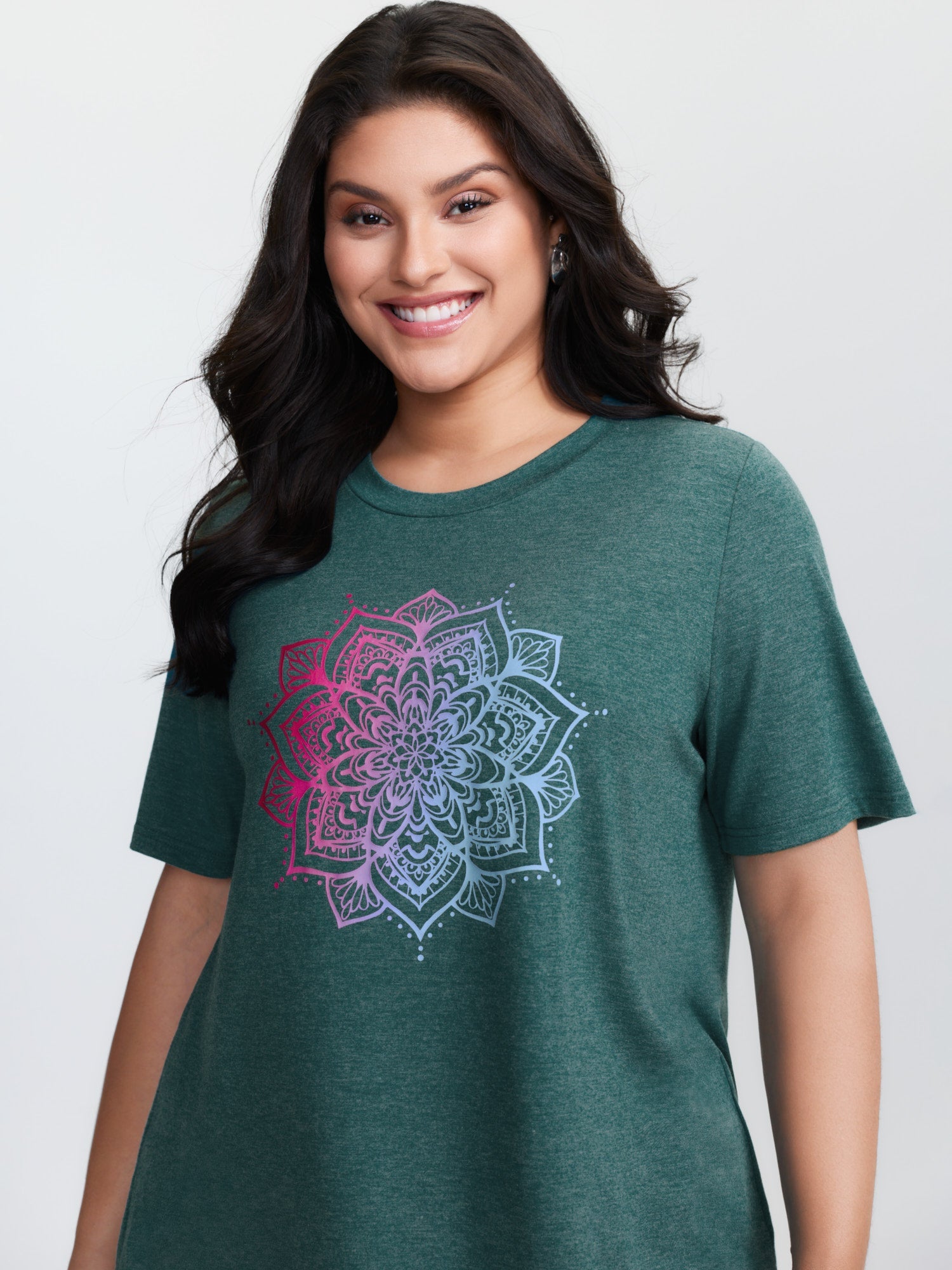 Supersoft Floral Motif Round Neck T-Shirt