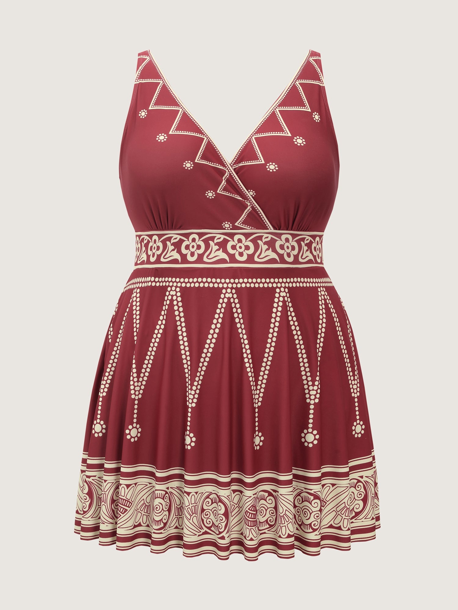 Boho Print Surplice Neckline Swim Dress