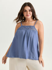 Cut-Out Neckline Cami Plain Tank Top