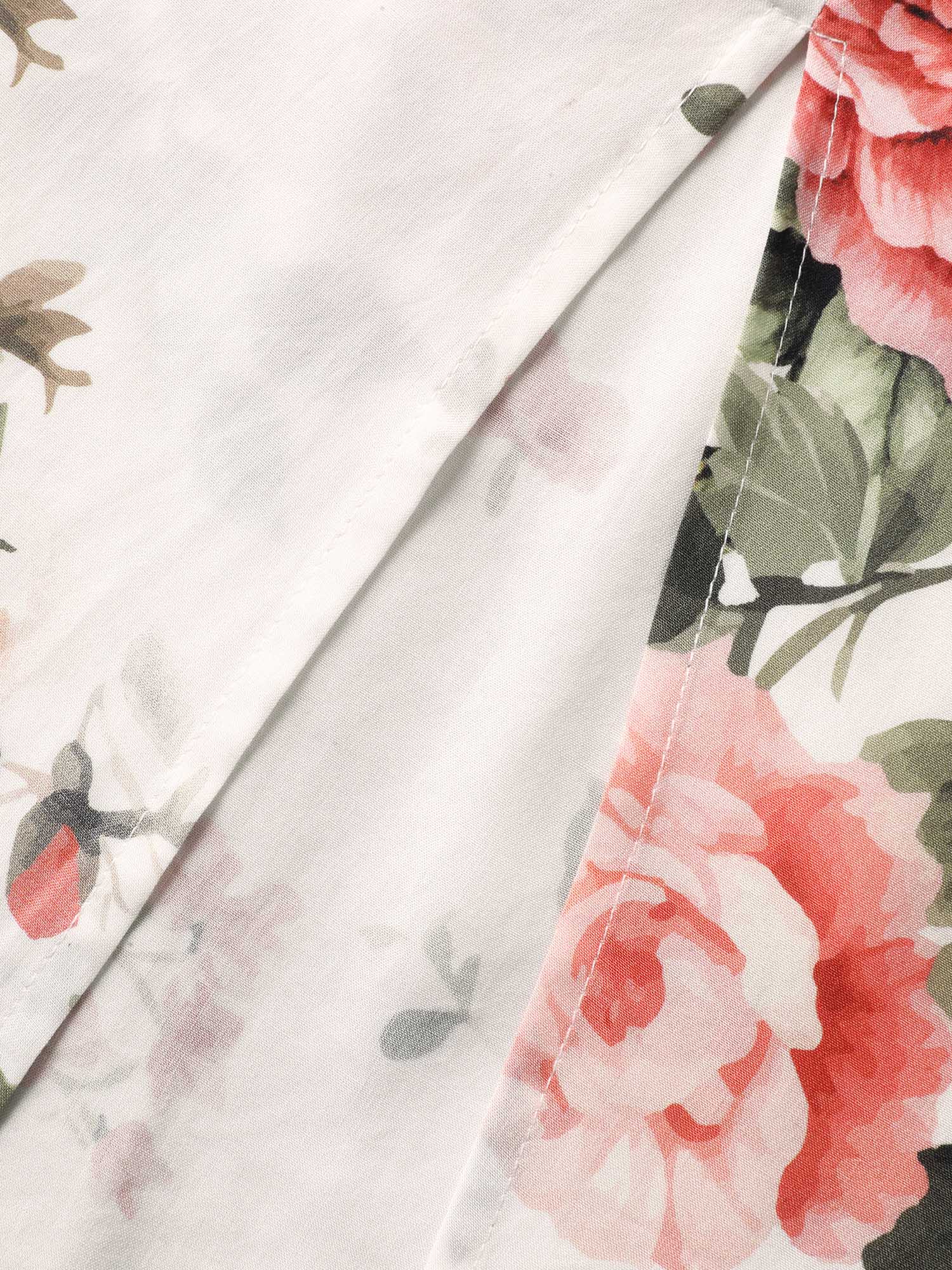 Rosy Print Bow Strap Pockets Midi Dress