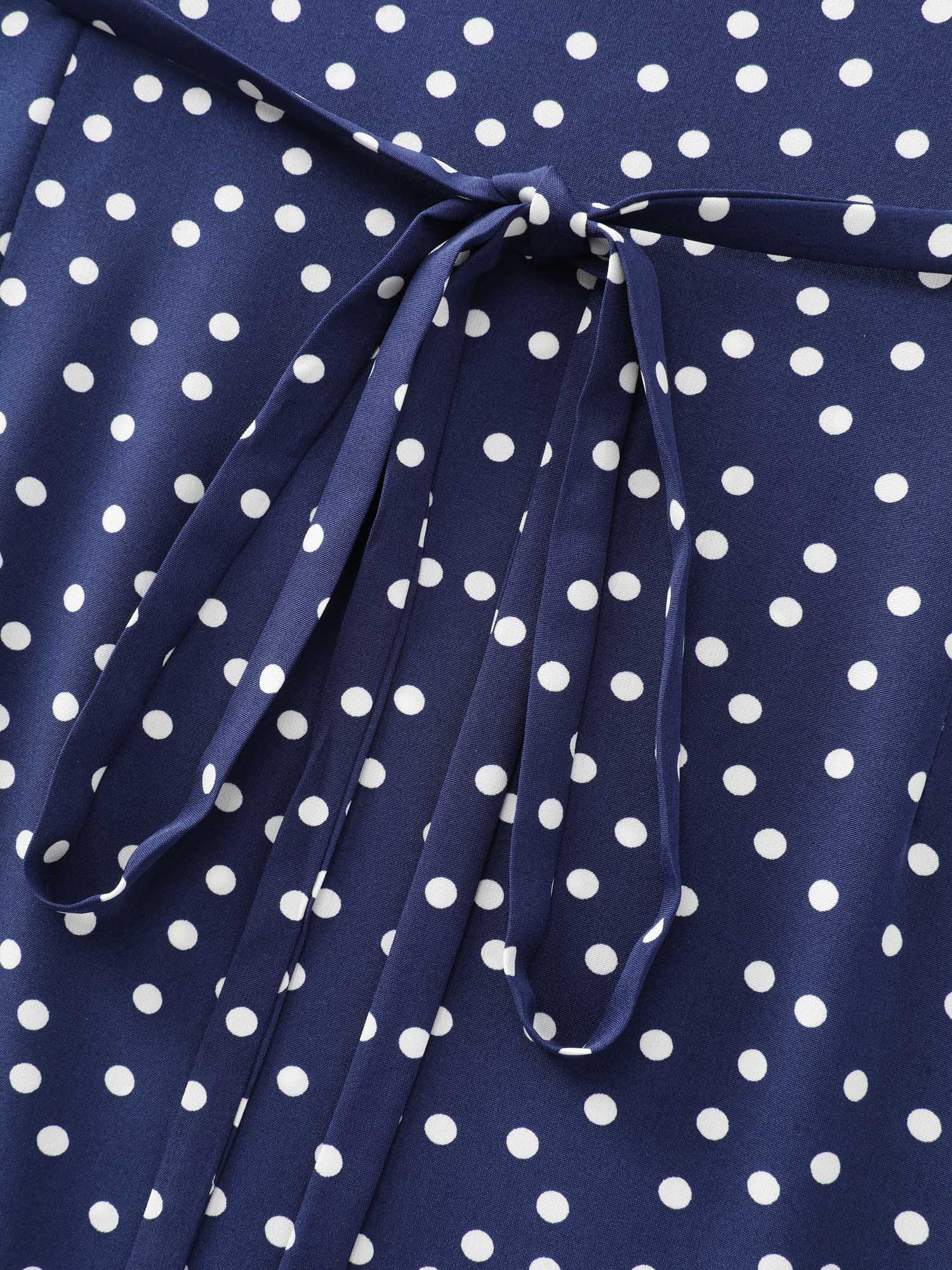 Polka Dots Lace Deep Neckline Midi Dress