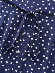 Polka Dots Lace Deep Neckline Midi Dress
