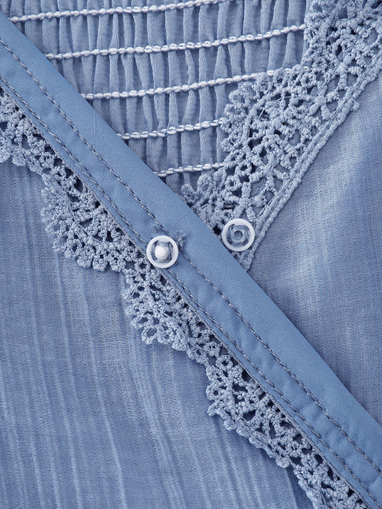 Shirred Lace Detail Wide-Leg Jumpsuit