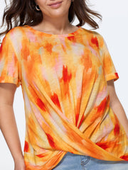 Cotton Gradient Blend Overlap Front T-Shirt