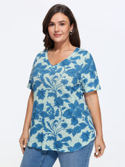 Floral Print V-Neck T-Shirt