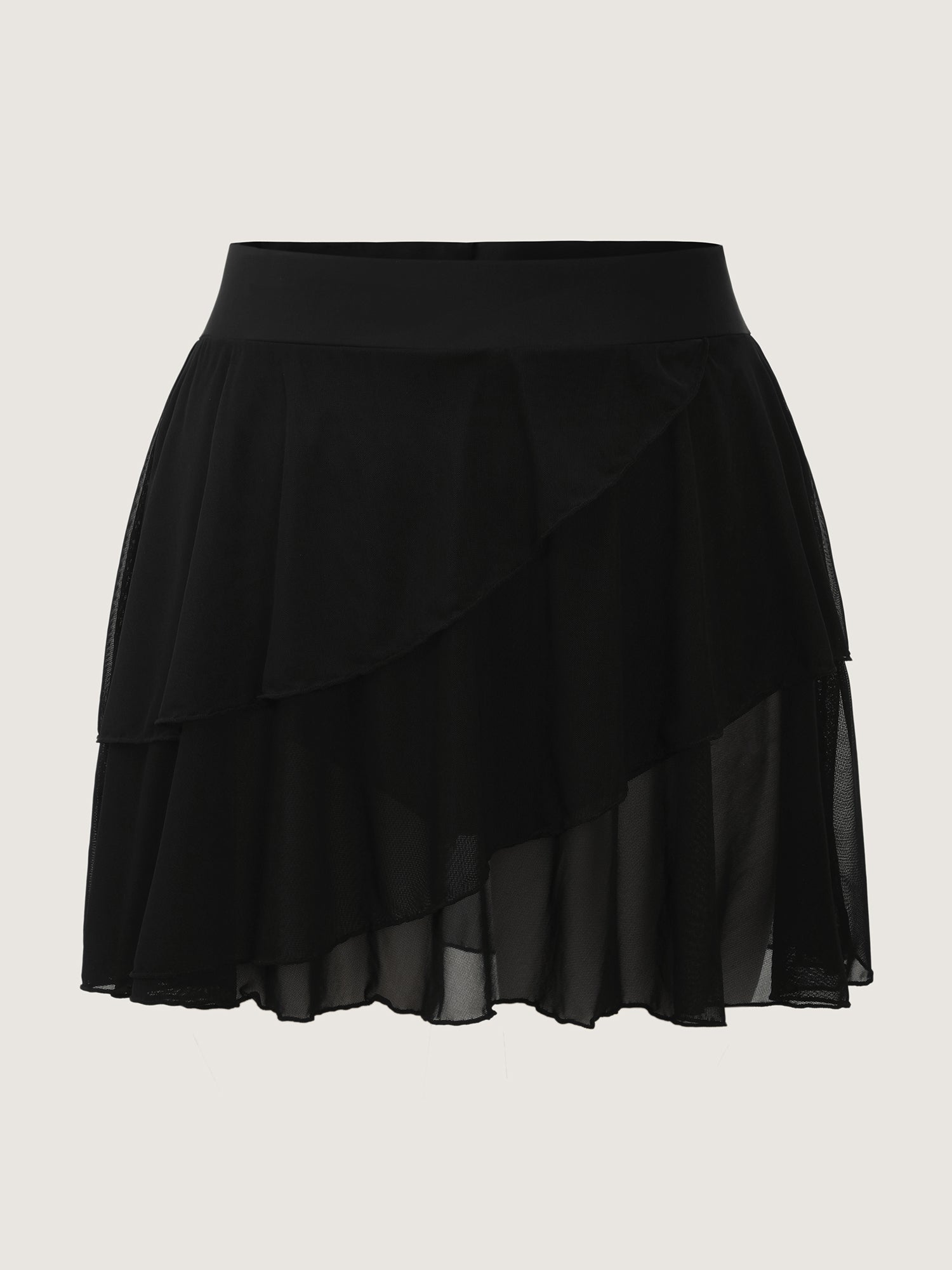 Sheer Layered Plain Swim Skirt
