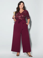 Sweet Floral Print Waist-Tie Jumpsuit
