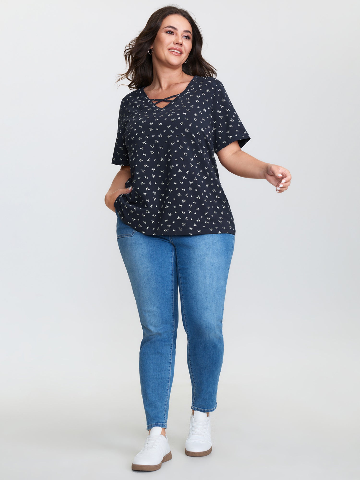 Cotton Spring Things Neckline Cut-Out T-Shirt