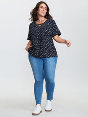 Cotton Spring Things Neckline Cut-Out T-Shirt