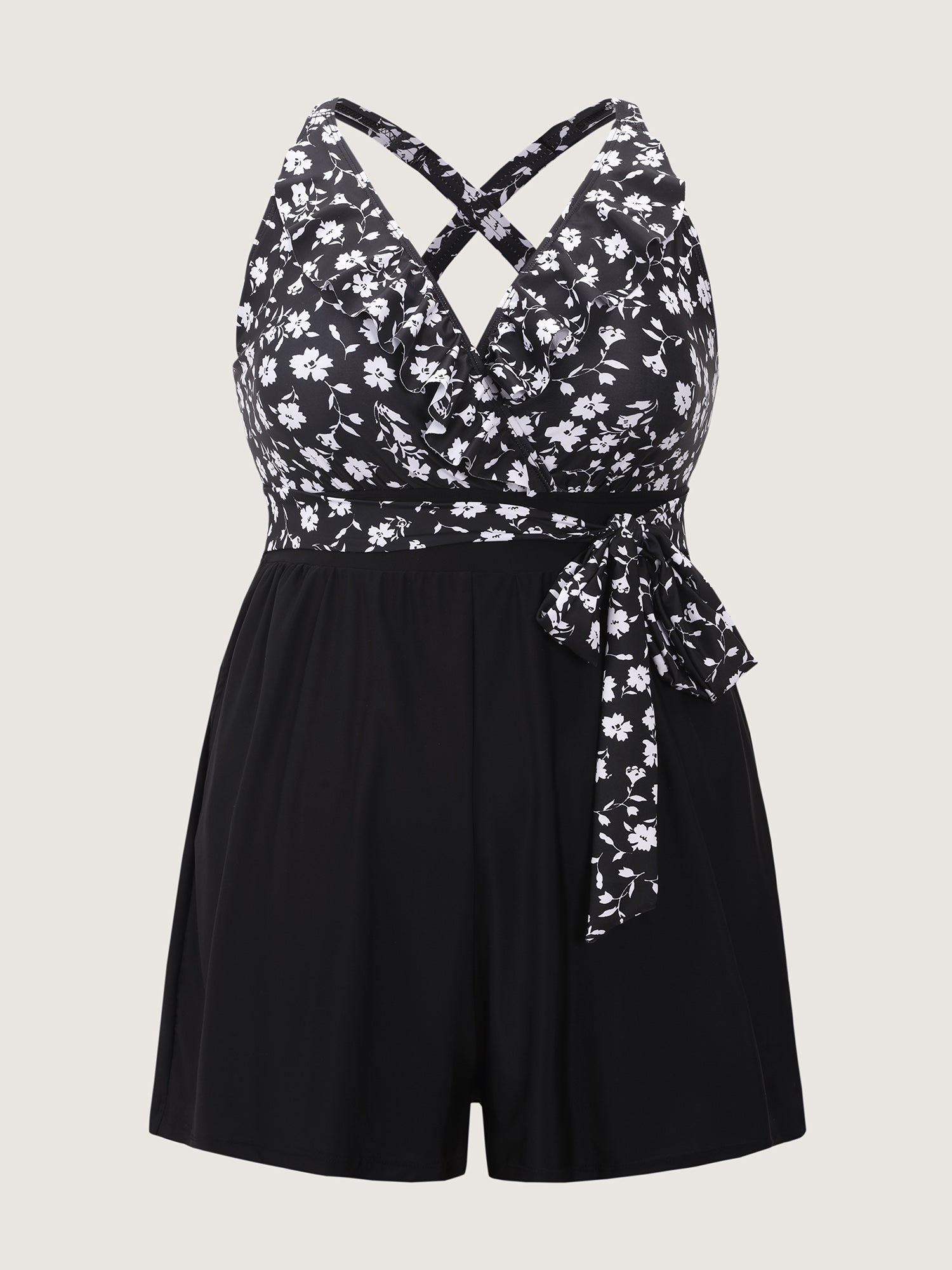 Ditsy Floral Print Side-Tie One-Piece Swimsuit