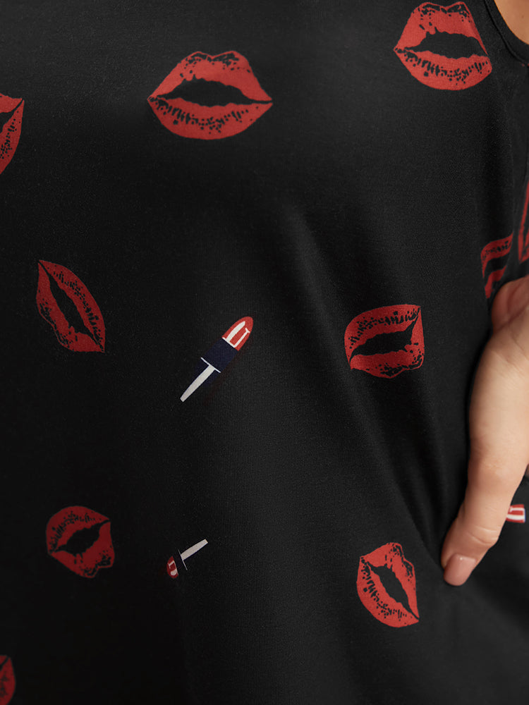 Sweet Lips Print Cami Pajama Top