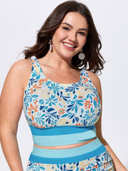 Floral Print Color Contrast Bikini Top