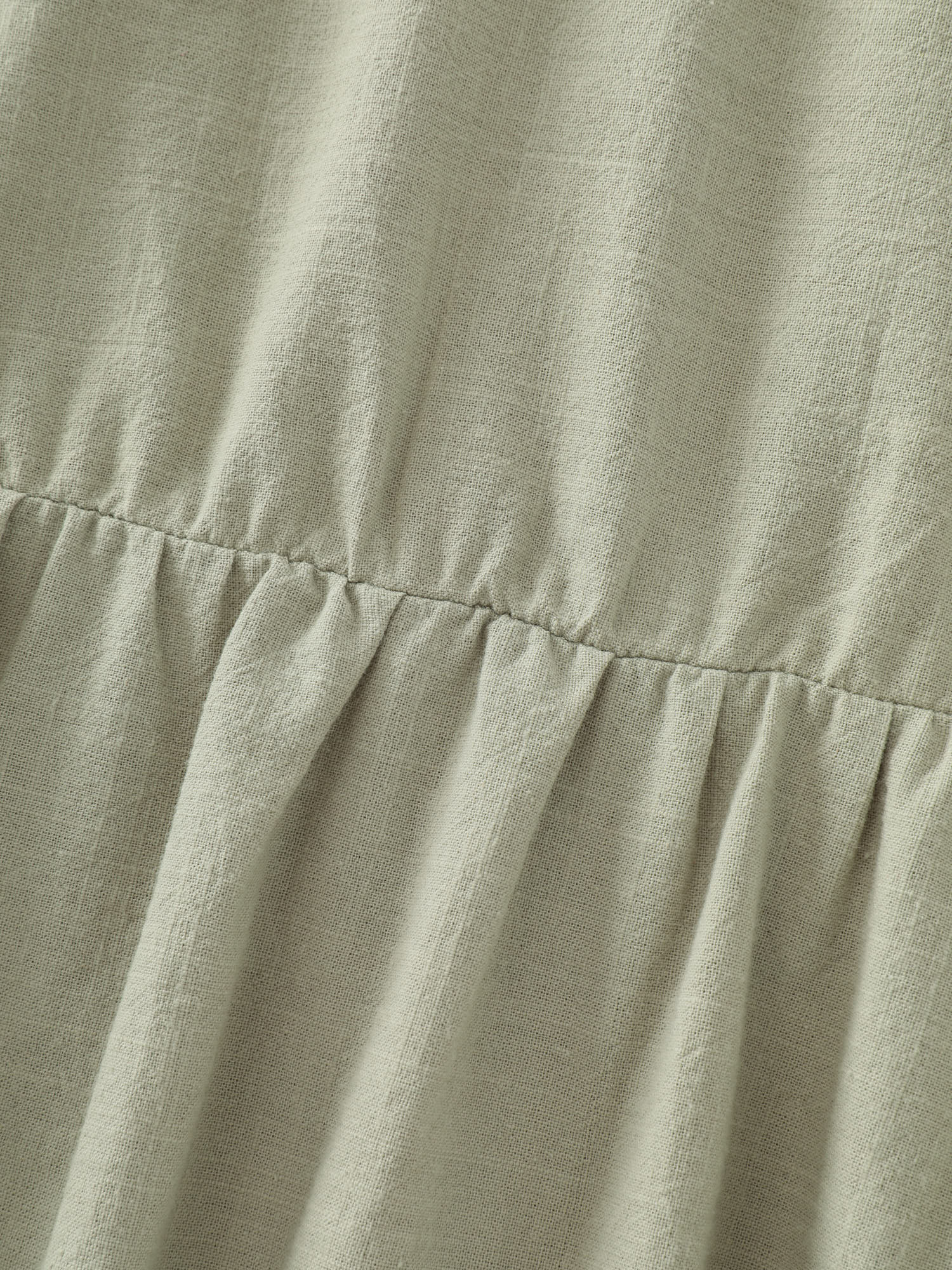 Cotton V-Neck Tiered Plain Mini Dress