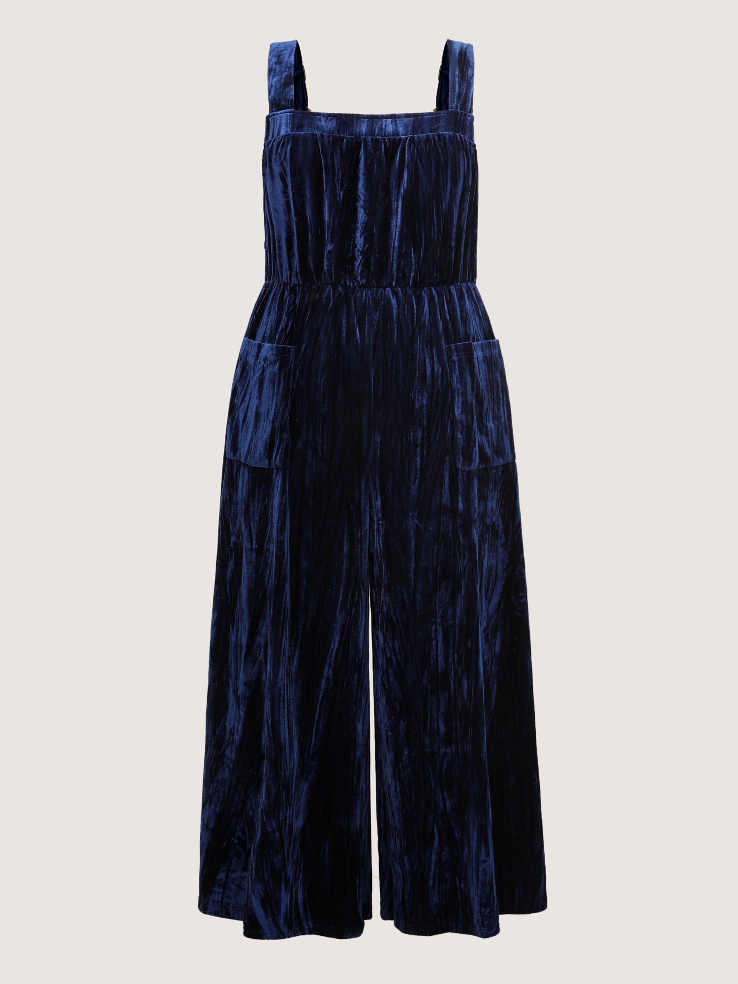 Velvety Texture Adjustable Pockets Overall Jumpsuit
