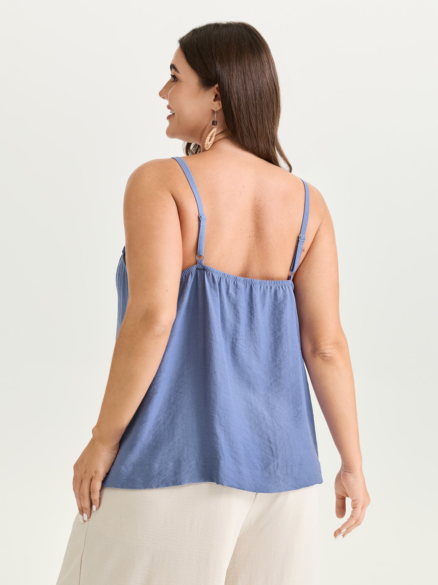 Cut-Out Neckline Cami Plain Tank Top