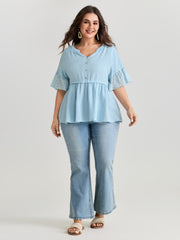 Cotton Ruffle Sleeve Babydoll T-Shirt