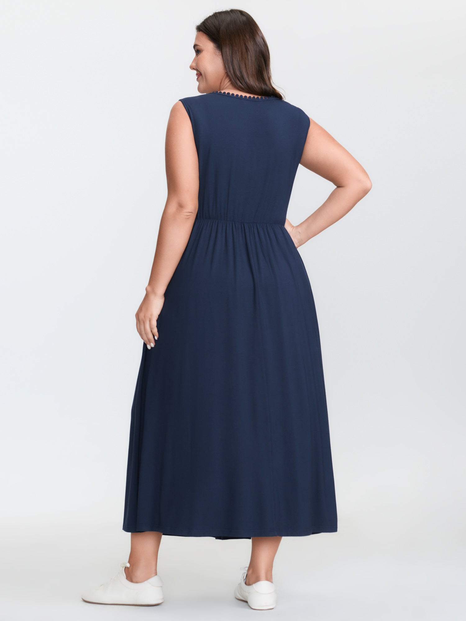 Supersoft Lace Trim Sleeveless Midi Dress