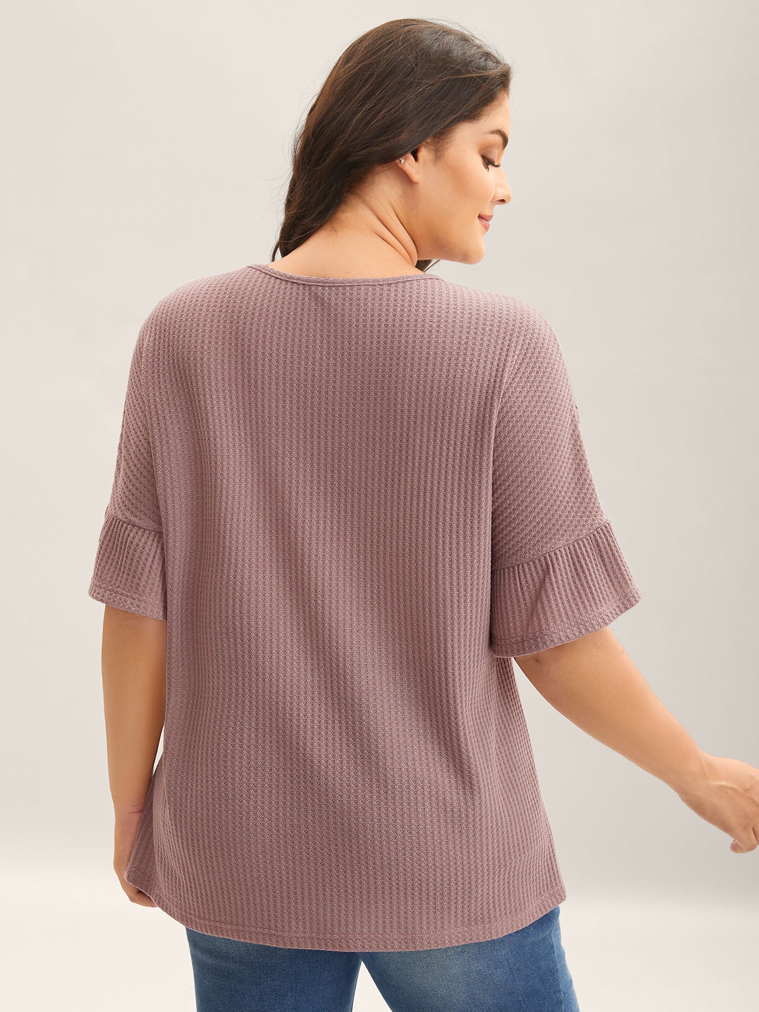 Textured Lace Ruffled Sleeve T-Shirt