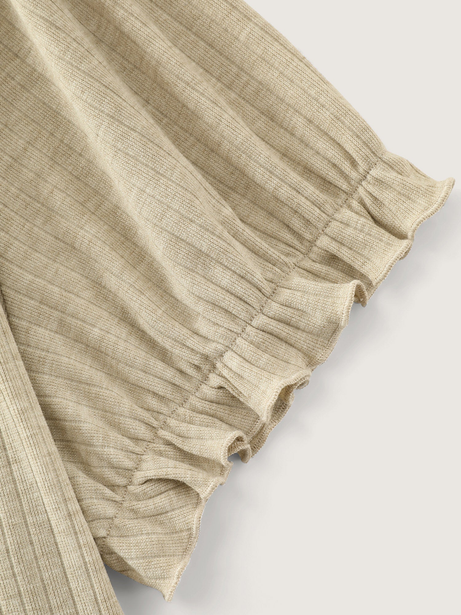 Stretchy Ribbed Ruched Plain T-Shirt