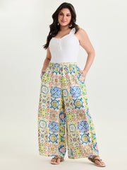 Supersoft Floral Patchwork Print Pockets Pants