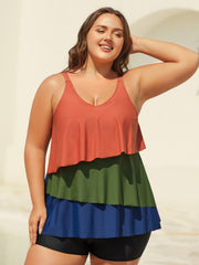 Color Block Asymmetrical Hem Swim Top
