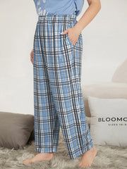 Plaid Print Pocket Elastic Waist Pajama Pants