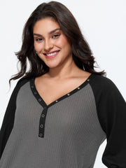 Stretchy Color Contrast Placket T-Shirt