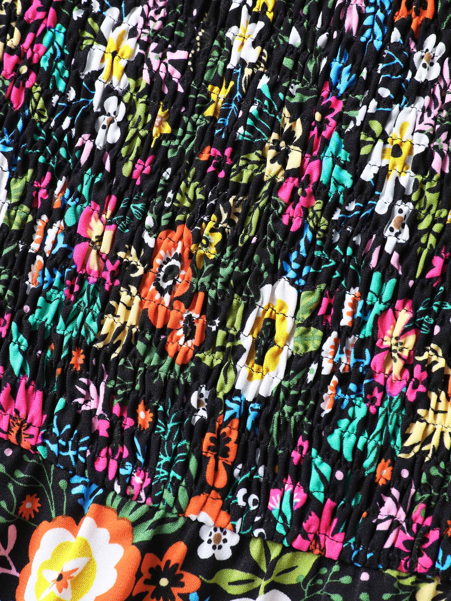 Shirred Stretchy Waist Floral Maxi Dress