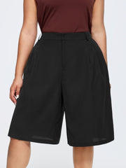 Bermuda Pleated Solid Pocket Shorts