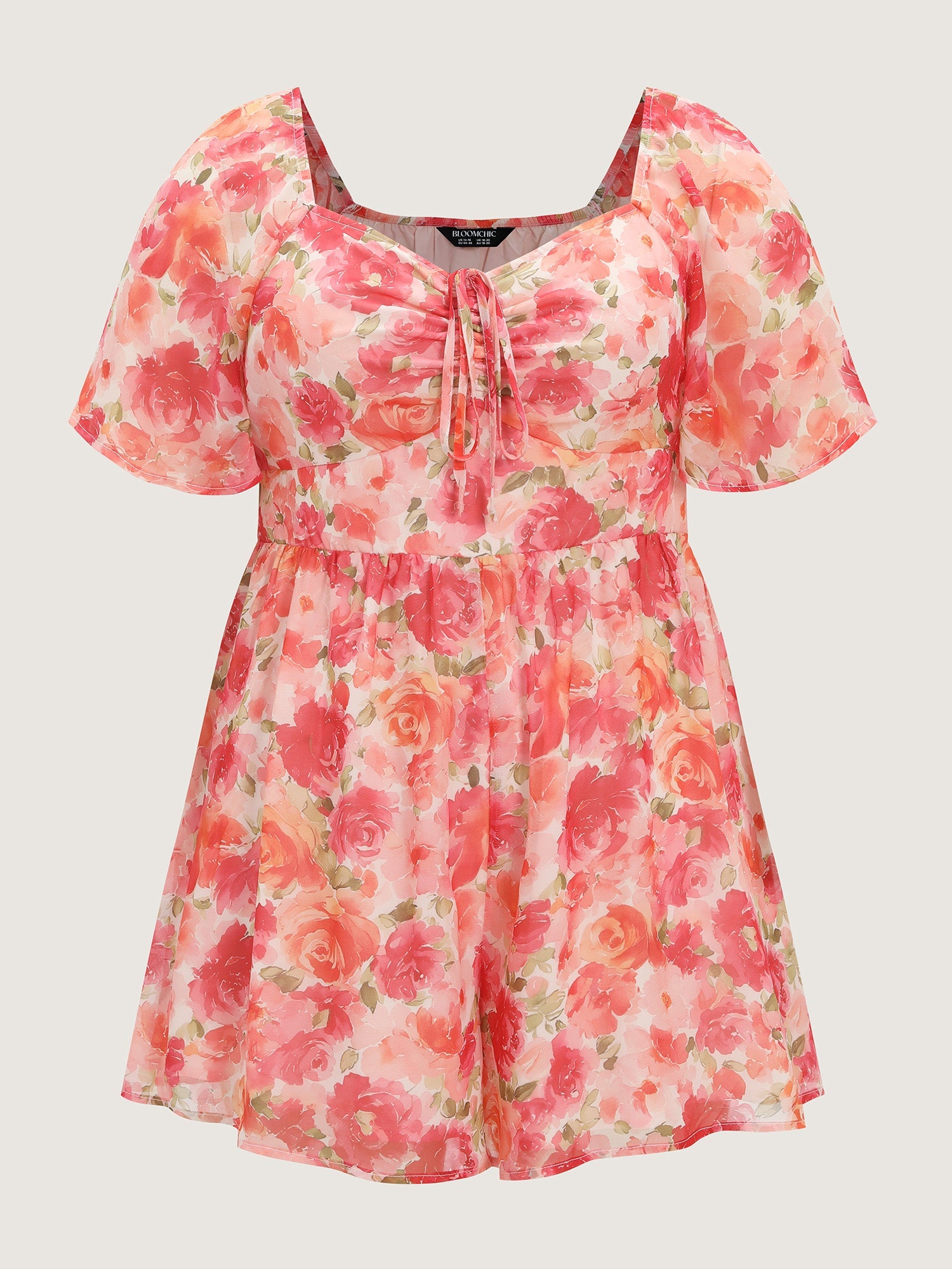 Floral Print Ruched Bodice Romper