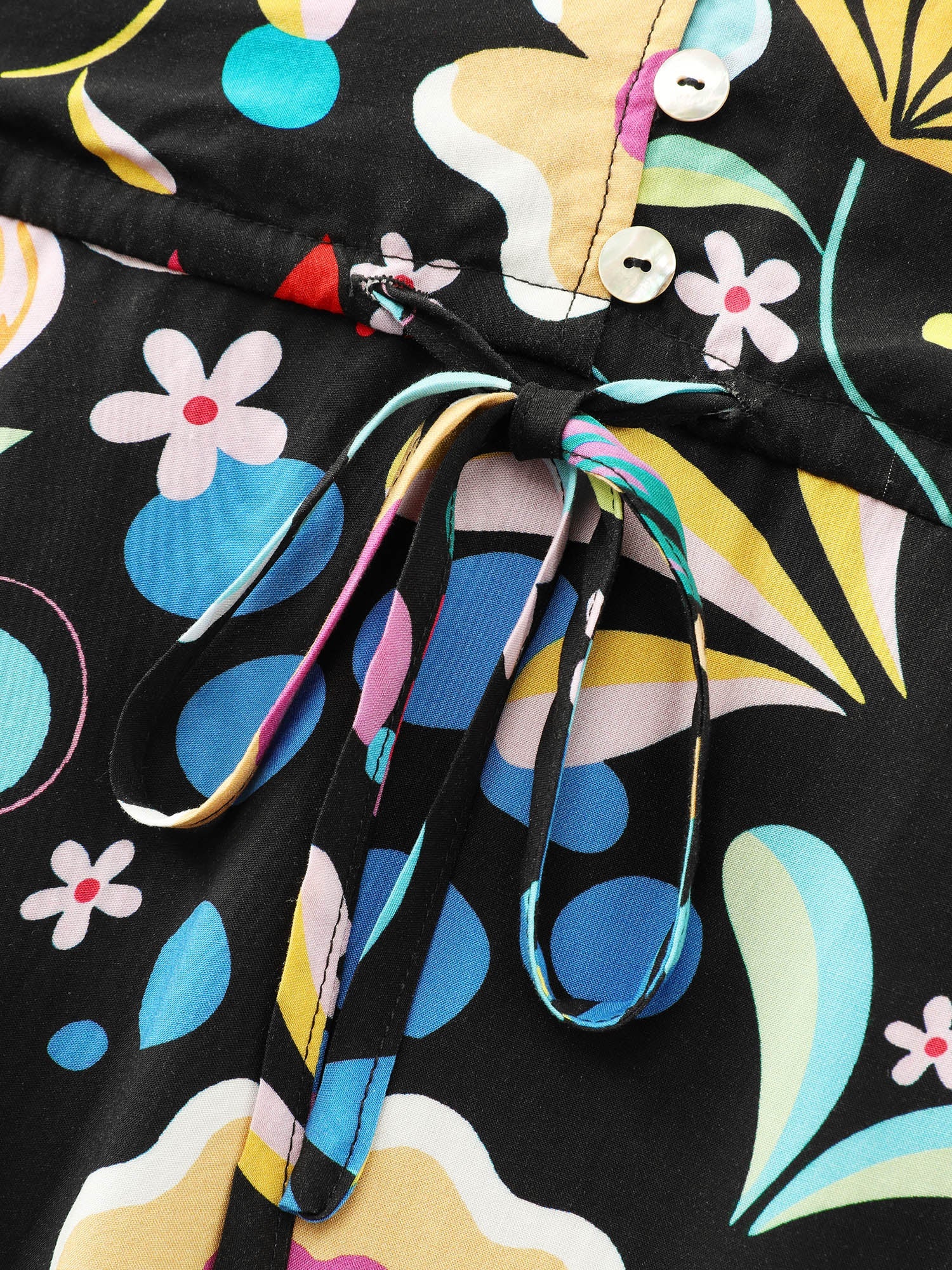 Bright Floral Print Flared Sleeve Midi Dress