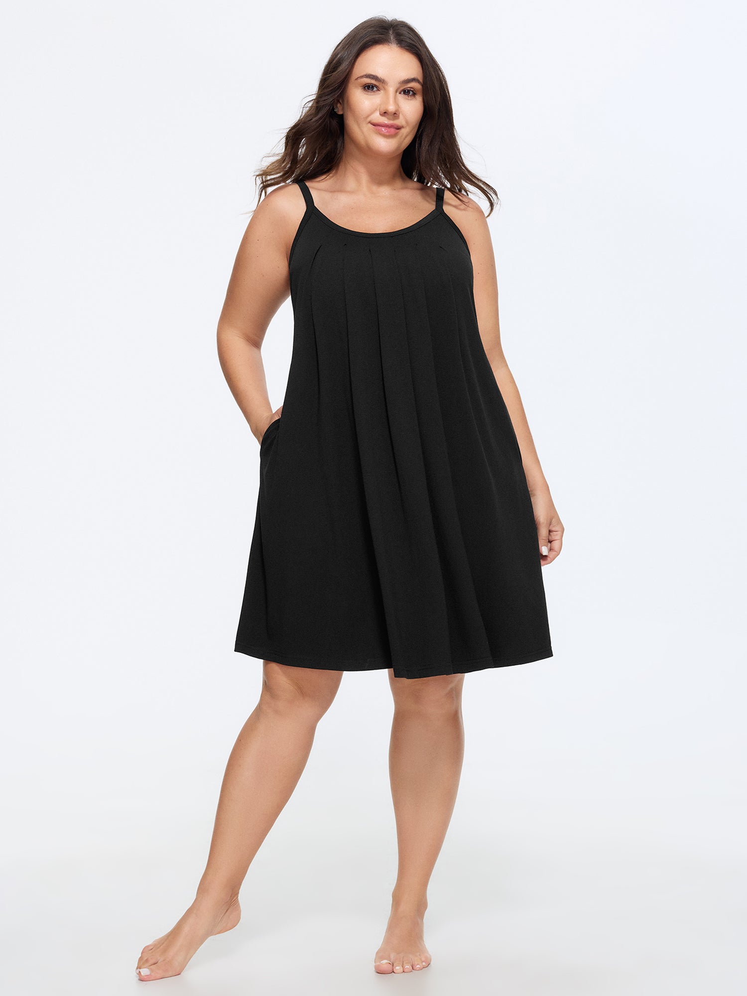 Supersoft Plain Pleated Front Backless Lounge Dress