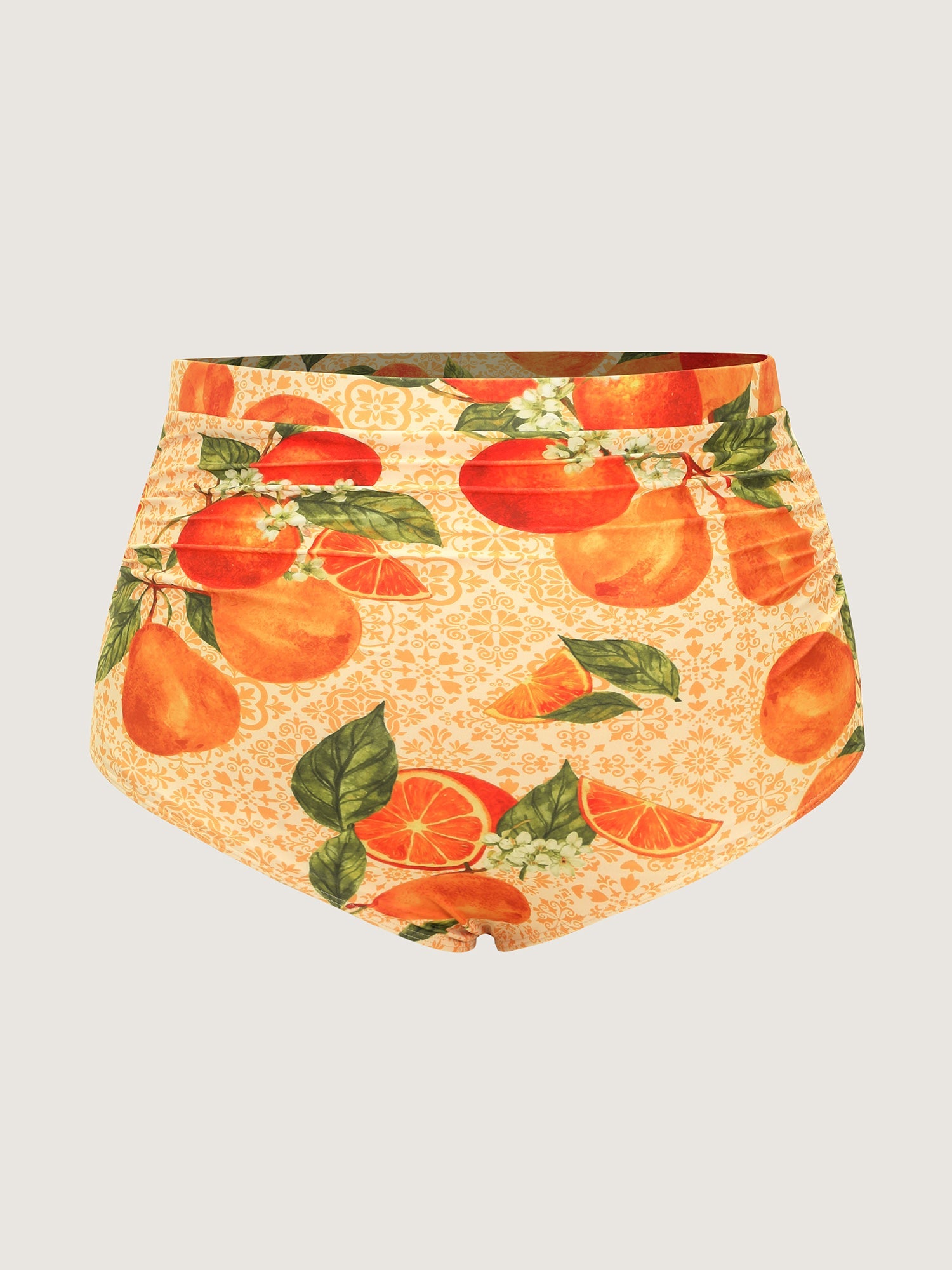 Orange Print Pockets Cut-Out Swim Dress