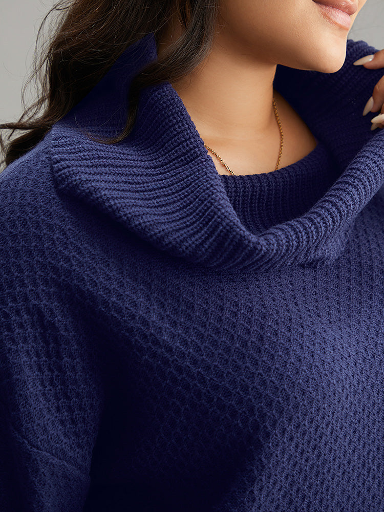 Solid Turtle Neck Split Side Pullover