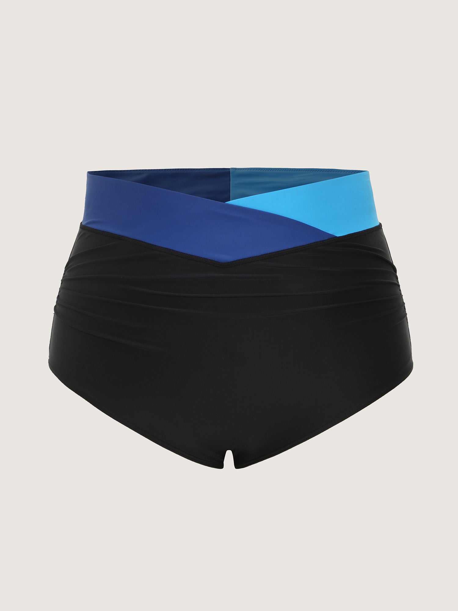 Colorblock Overlap Waist Swim Bottoms
