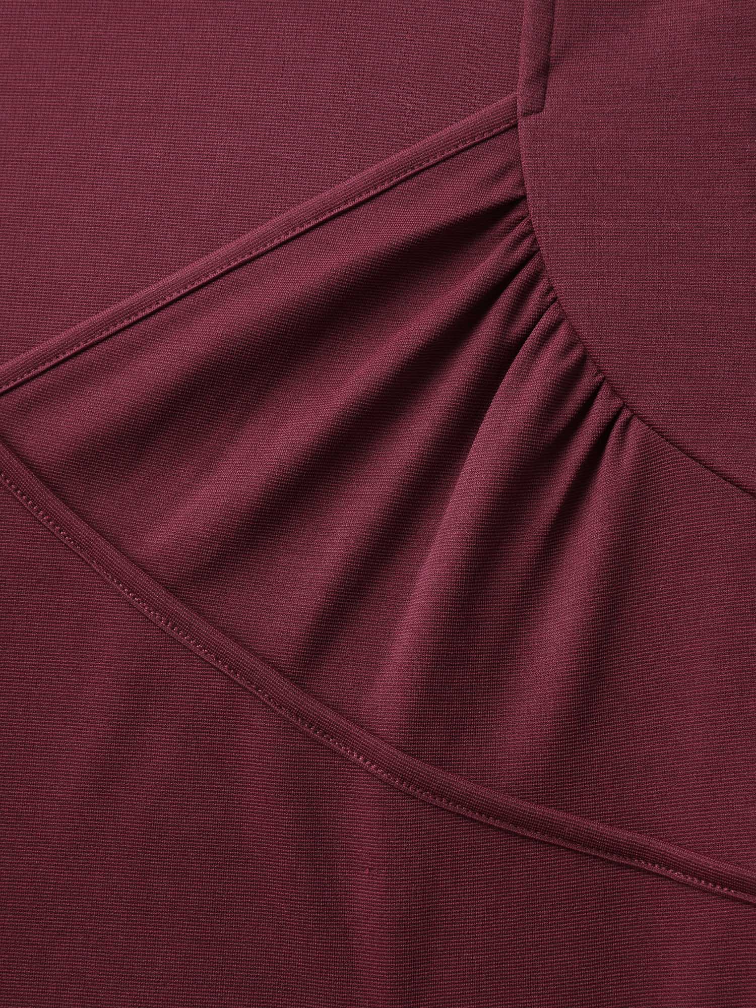 Stretchy Overlap Bodice Pockets Knit Midi Dress