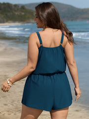 Shrink Pleat Pockets Swim Romper